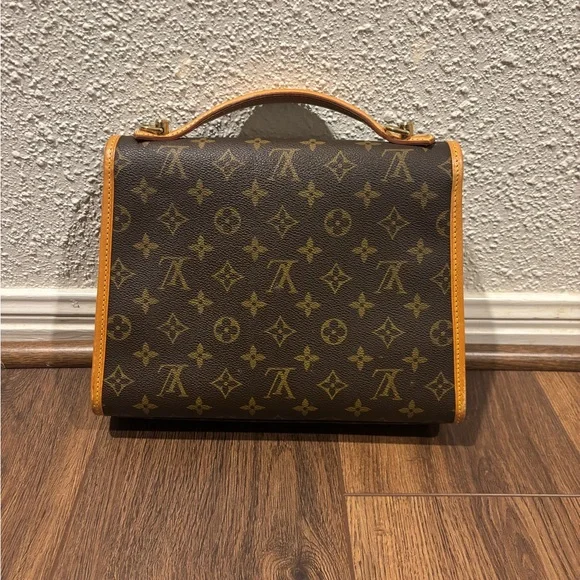 Vintage Louis Vuitton Monogram Bel Air Hand bag  Satchel in Brown and Tan Trim - Picture 3 of 10